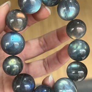 16-18 mm natuurlijke grijze maansteen labradoriet kralen sieraden cadeau, grote regenboog zaklamp labradoriet kralen armband