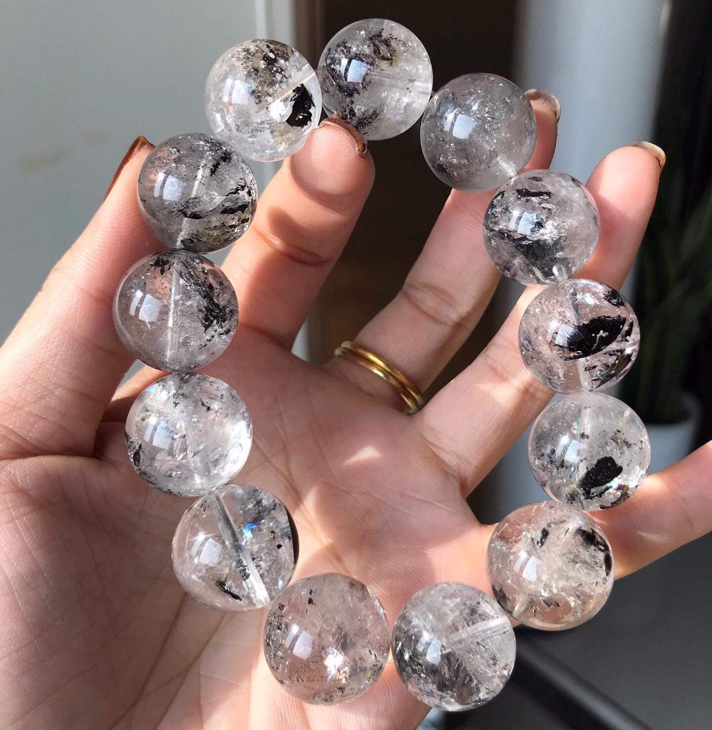 18mmの本物のハーキマーダイヤモンドクォーツクリスタルブレスレット
