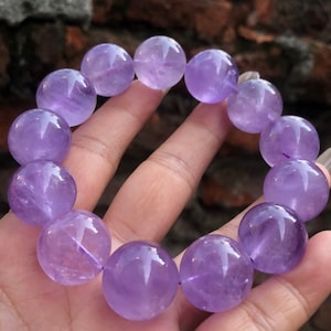 18mm Natural Lavender  Purple Amethyst Quartz Beaded bracelet,large beads ,handmade gift