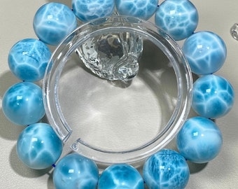 17mm Natural Genuine Larimar Beads Bracelet,High Quality beads bracelet for jewelry gift,healing energy bracelet