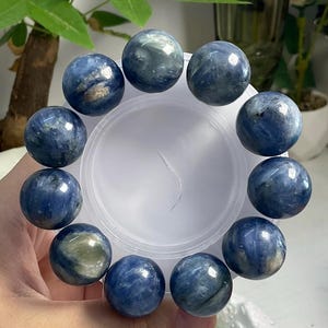18mm Natural Genuine Blue Kyanite Beads Bracelet,Kyanite bracelet for friends,beads bracelet,jewelry gift,Rare Large Kyanite Bracelet
