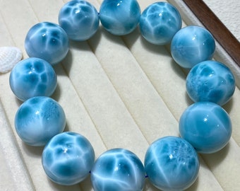 20mm Natural Genuine Larimar Beads Bracelet,High Quality beads bracelet for jewelry gift,healing energy bracelet,large size beads