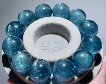 17.5mm Rare Natural Genuine Blue Starlight aquamarine beaded bracelet,women bracelet,men bracelet,High Grade Aquamarine beads,Large beads