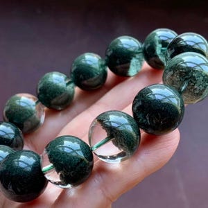 17mm Certified Natural Genuine Green Phantom Quartz Beads Bracelet,healing bracelet, unique gift