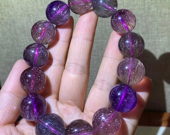 17mm Natural Genuine Purple Super Seven Quartz bracelet,women bracelet,jewelry gifts,beautiful bracelet,super7 quartz beads