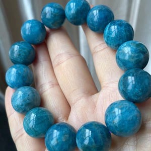 16mm Natural Genuine blue Apatite beads bracelet,healing energy bracelet,jewelry gifts,Rare large size Apatite beads