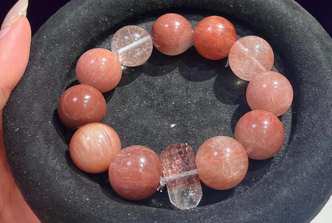 15-17mm Rare Genuine Natural Rabbit Hair Rutilated Quartz Beaded ...