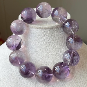 Bracciale di perline di cristallo di quarzo rutilato viola naturale da 18 mm, braccialetto curativo, braccialetto di cristallo viola