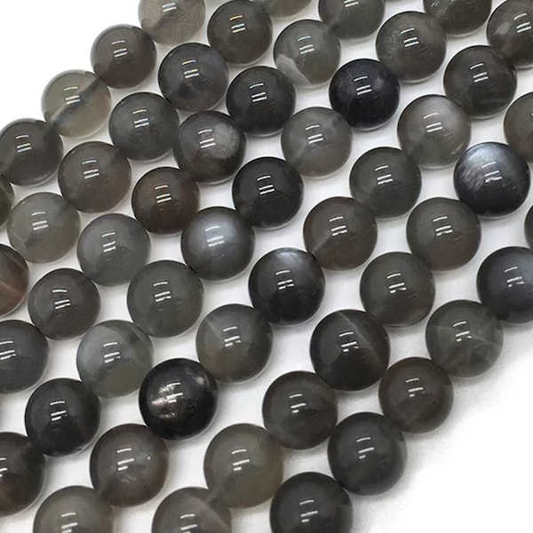 Natural Black moonstone smooth round beads 6mm 8mm 10mm ,Genuine Black Moonstone Beads,loose beads,semi-precious stone,per strands