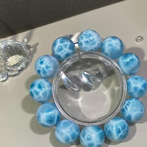 19.5MM Natural Certified Larimar beads bracelet for jewelry gift,healing energy bracelet