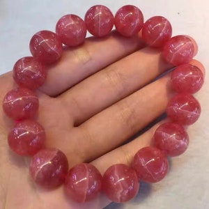 14mm Rare Natural Genuine Rhodochrosite beads bracelet, Beautiful Rhodochrosite bracelet,women bracelet,jewelry gifts
