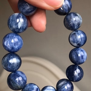 15mm Natural Genuine Blue Kyanite Beads Bracelet,Kyanite bracelet for friends,beads bracelet,jewelry gift,Large size Kyanite Bracelet