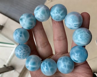 23mm+ Natural Genuine Larimar Beads Bracelet,High Quality beads bracelet for jewelry gift,healing energy bracelet