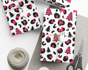 Hot Pink Cheetah Christmas Gift Wrap Papers