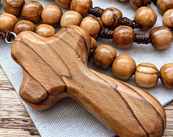 Wooden Rosary with 9mm Olive Wood Rosary Beads and Comfort Cross, First Communion Gift for Boys or Girls, Catholic Gifts, Barbara McLaughlin