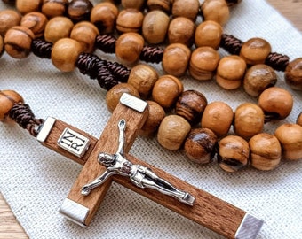 Handmade Wooden Rosary with 6mm Olive Wood Rosary Beads & Beautiful Wooden Crucifix, Women's and Mens Rosary, Barb McLaughlin Art