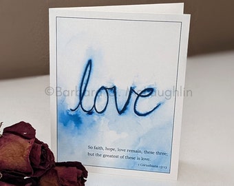 Love Scripture Card with 1 Corinthians 13 13 Bible Verse, Christian Wedding Anniversary Card for Husband or Wife