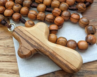 Wooden Rosary with 9mm Olive Wood Rosary Beads and Comfort Cross, First Communion Gift for Boys or Girls, Catholic Grandparent Gifts