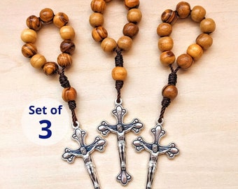 3 Finger Rosary Rings, One Decade Rosaries, Small Wooden Pocket Rosaries, Catholic Gifts for Men, Women, Boys & Girls Under 25 Dollars