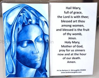 Hail Mary Holy Card: Sorrowful Mother Laminated Prayer Bookmark, Catholic Gift