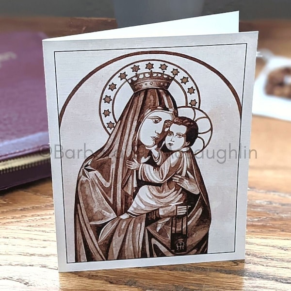 Our Lady of Mount Carmel Religious Cards, Traditional Catholic Art Note Cards with Envelopes, Carmelite Notecards by Barbara McLaughlin