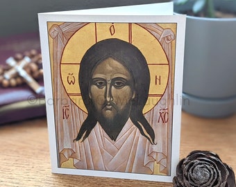 Blank Cards of the Holy Face of Jesus, Orthodox Icon Religious Cards with Envelopes