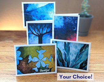 Handmade Nature Themed Blank Greeting Cards, Unique Abstract Art Cards with Envelopes, All Occasion Cards for Men and Boys, Barb McLaughlin