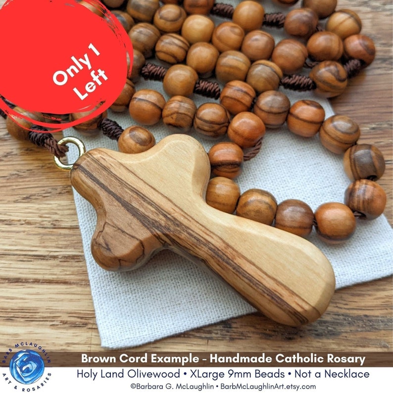 Wooden Rosary with 9mm Olive Wood Rosary Beads and Comfort image 1