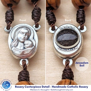 Catholic Rosary with 8mm Olive Wood Rosary Beads, Traditional Wooden Crucifix & Marian Centerpiece, Catholic Gifts for Women and Men image 4