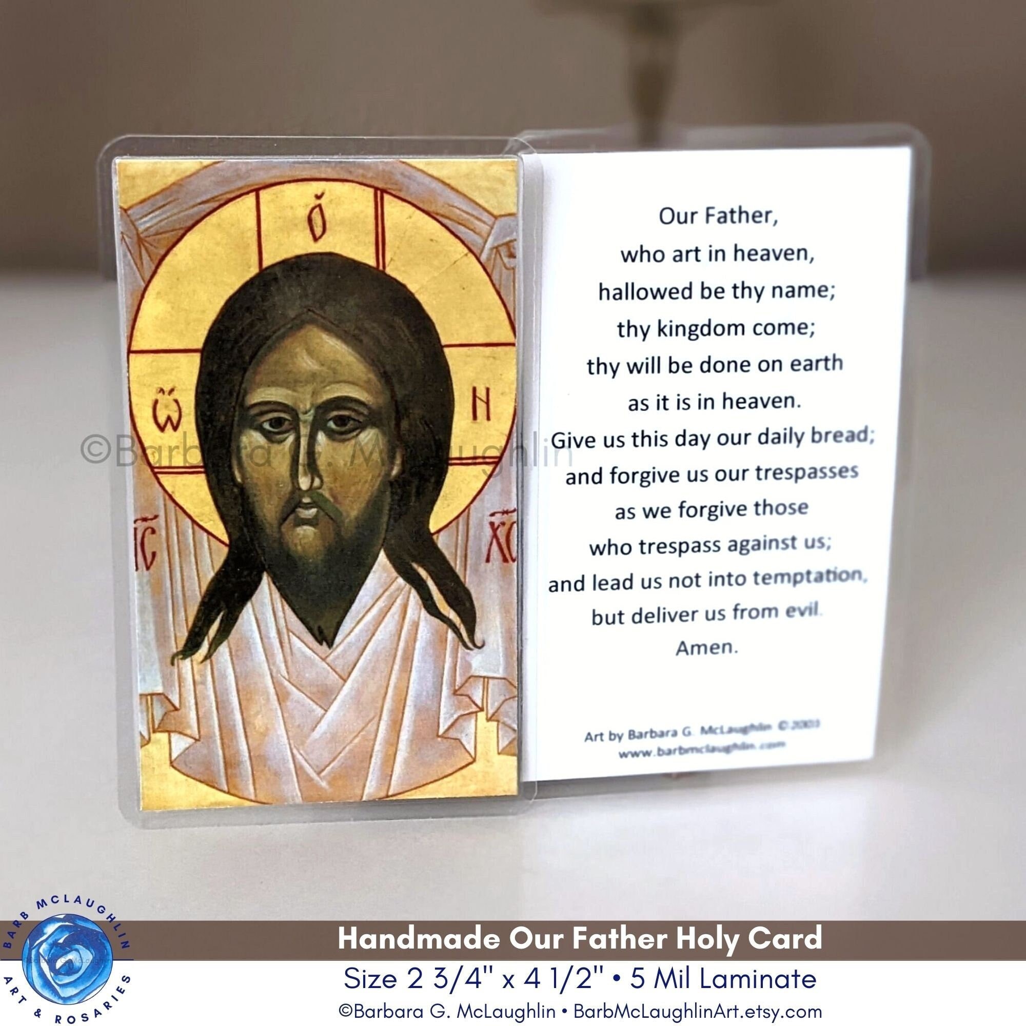 Jesus Christ Holy Cards With Our Father Prayer. Orthodox Icon Prayer Cards.  Little Catholic Gifts for Boys and Girls. Barb Mclaughlin Art. - Etsy