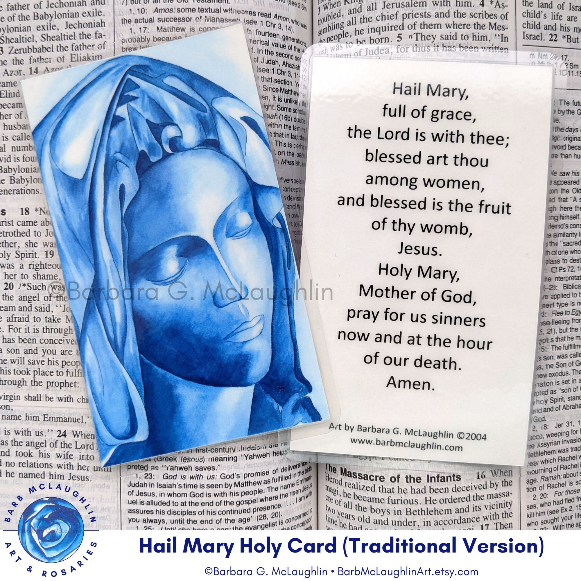 Hail Mary Holy Card: Sorrowful Mother Laminated Prayer Bookmark ...