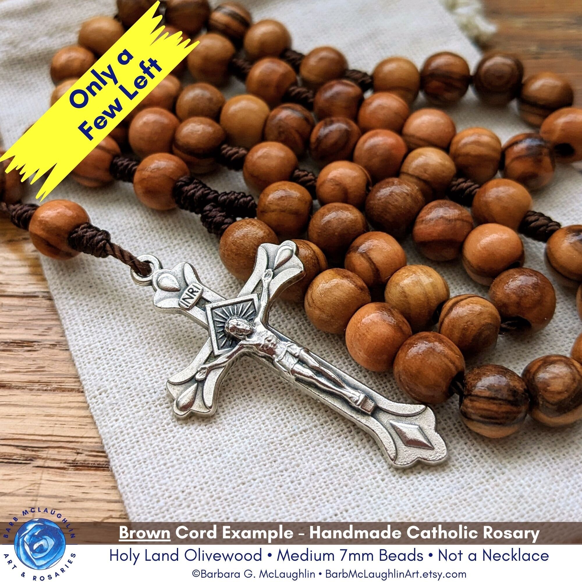 Jiali Q 2 piezas rosarios de madera, rosario católico, hecho a