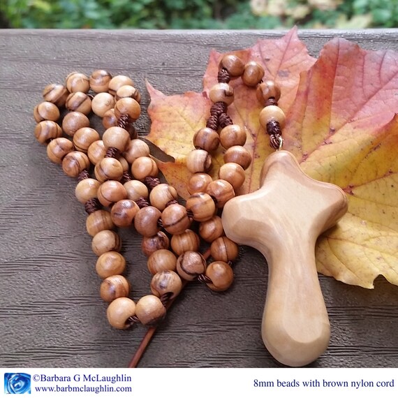 Wooden Rosary With 8mm Large Prayer Beads Comfort Cross And Etsy