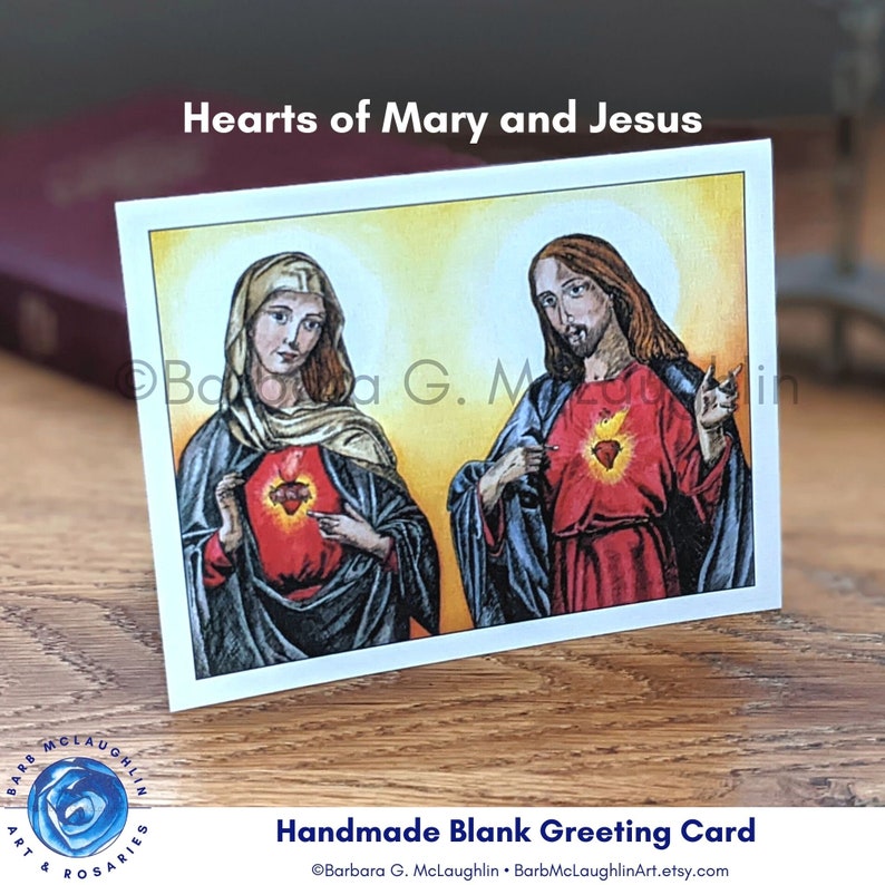 Catholic Cards with Virgin Mary and Sacred Heart of Jesus Artwork, Religious Sympathy Cards, Catholic Gifts for Women, Free Shipping in US image 3