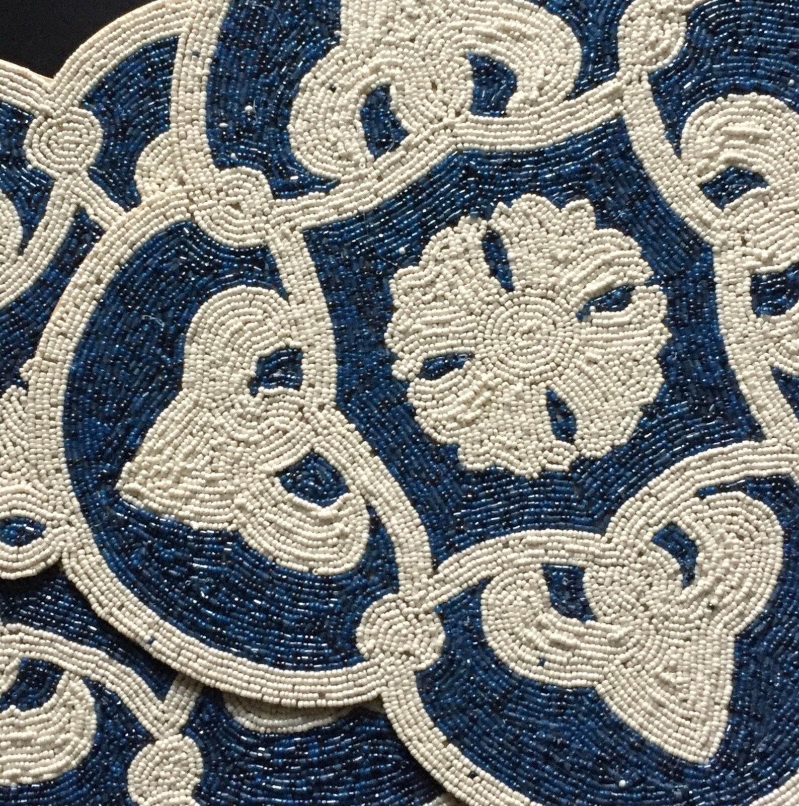 Amazing set of 2 beaded placemats/blue and beige Etsy