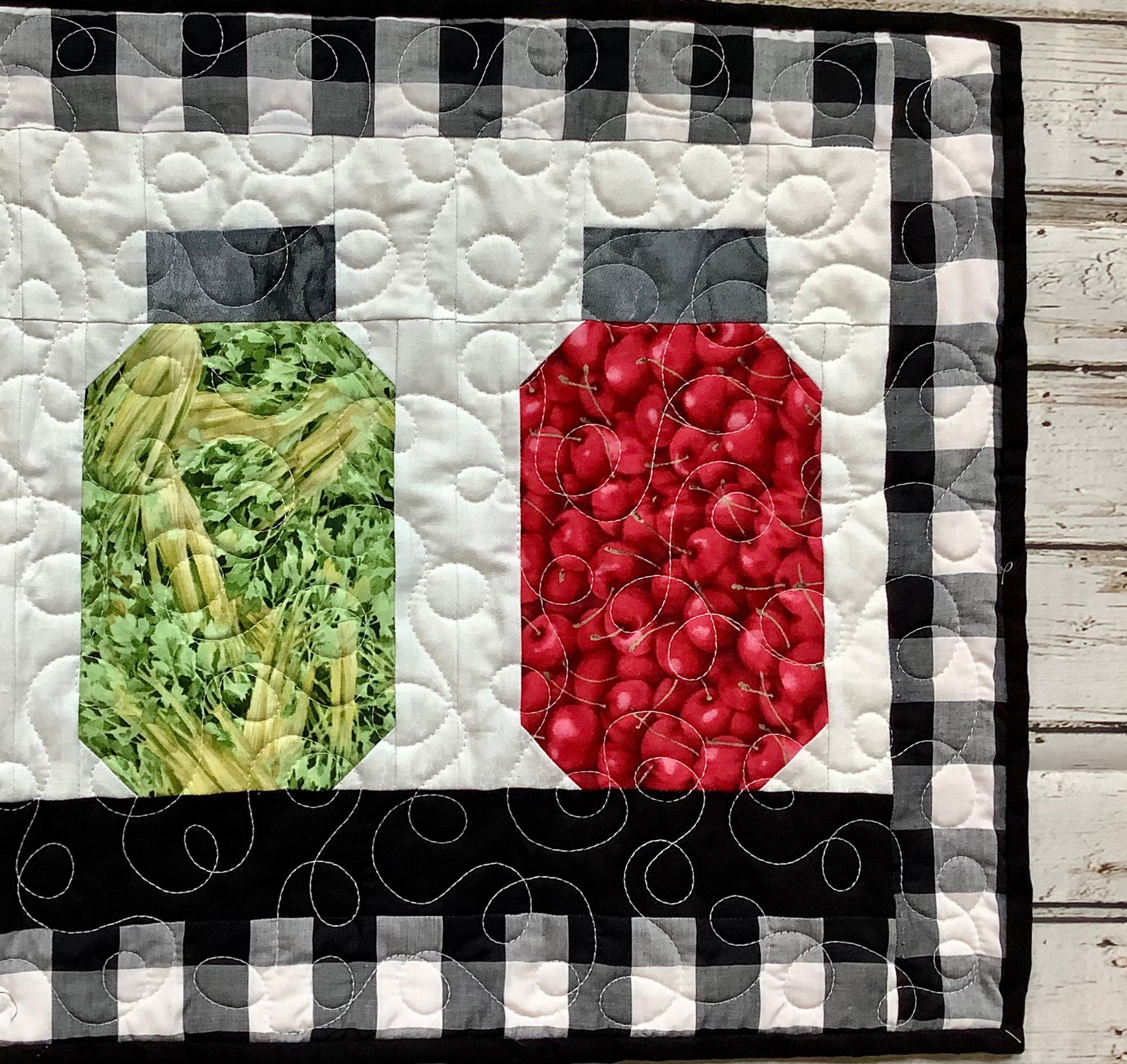 Canning Jars on a Shelf Quilted table runner Etsy