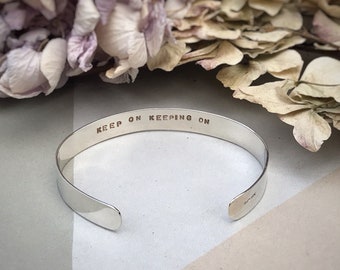 Personalised silver cuff bracelet with recycled silver / Add your own message /Recycled Sterling Silver / Hand Stamped