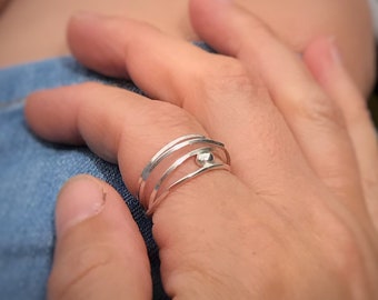 Pebble Wrap Ring, Recycled Sterling Silver