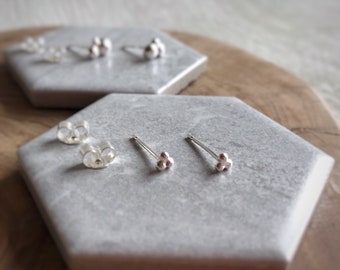 Silver Pebble Studs, Tiny or Medium, Recycled Sterling Silver Earrings