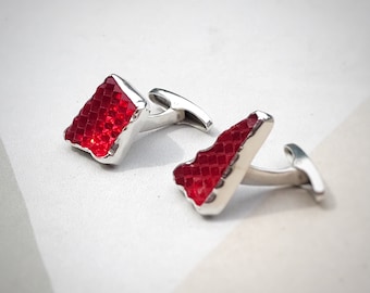 Car Headlight Cufflinks, recycled plastic and recycled Sterling Silver - MADE TO ORDER