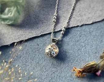 Silver textured pebble necklace. recycled Sterling Silver, Organic