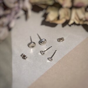 Small Silver stud earring, recycled silver pebble