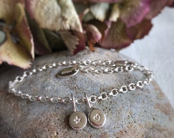 Personalised Silver Charm Bracelet, Recycled Sterling Silver Pebble Charms, Initials, Hearts and Stars, Pearl, Sea Glass, Hallmarked