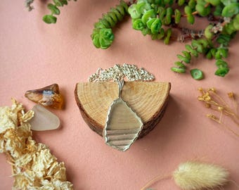 Recycled sterling silver sea glass pendant necklace
