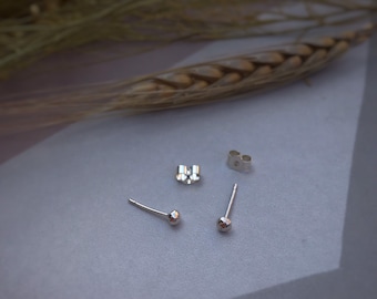 Silver Stud Earrings, tiny pebbles, Recycled Sterling Silver, Stocking Filler, Christmas/Holiday Gift