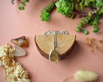 Recycled sterling silver sea glass pendant necklace