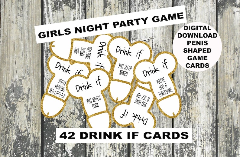 Dirty Drink If Game, Girls Night Games, Girls Night Naughty Dirty, Girls Drinking Game, Bachelorette, Bridal, Hens, Cards, Out, Printable
