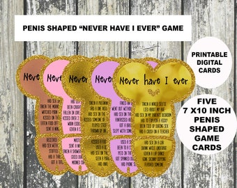 Never Have I Ever, I've Never Game, Rude Bachelorette Games, Willy Bachelorette Games, Rude Hens Party Game, Girls Night Games, Printable