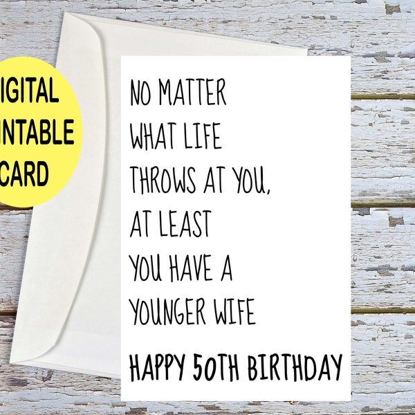 50th Birthday Card for Husband, Him, Dad, Brother, Friend, Son, Men, Male, Uncle, Nephew, Cousin, Funny 50th Birthday, 50th Gift, Printable