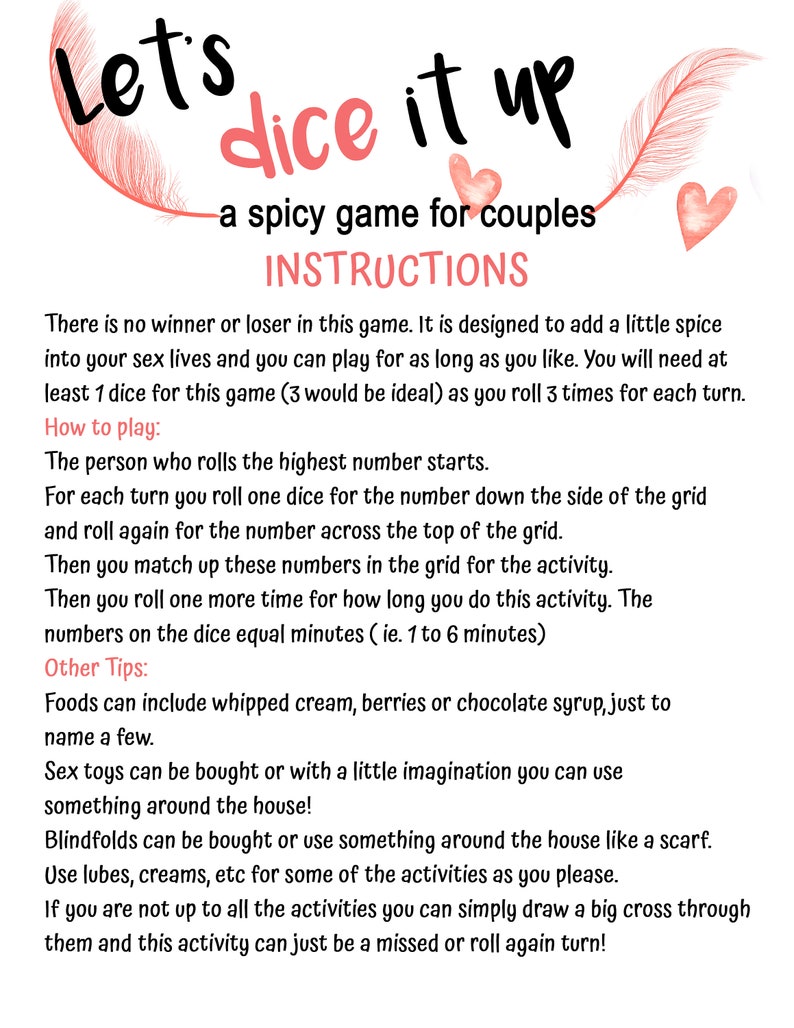 Printable Sex Game, Naughty Couples Game, Adult Dirty Game, Sexy